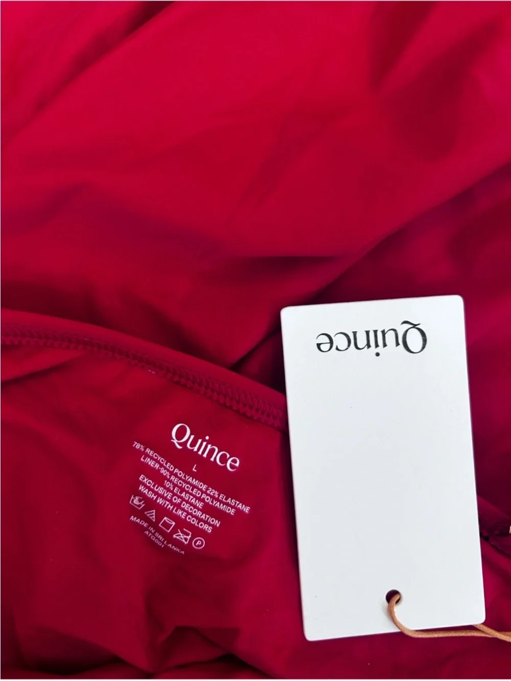 NWT Quince Cherry Red Italian Cami One-Piece Swimsuit Size Large
